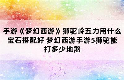 手游《梦幻西游》狮驼岭五力用什么宝石搭配好 梦幻西游手游5狮驼能打多少地煞